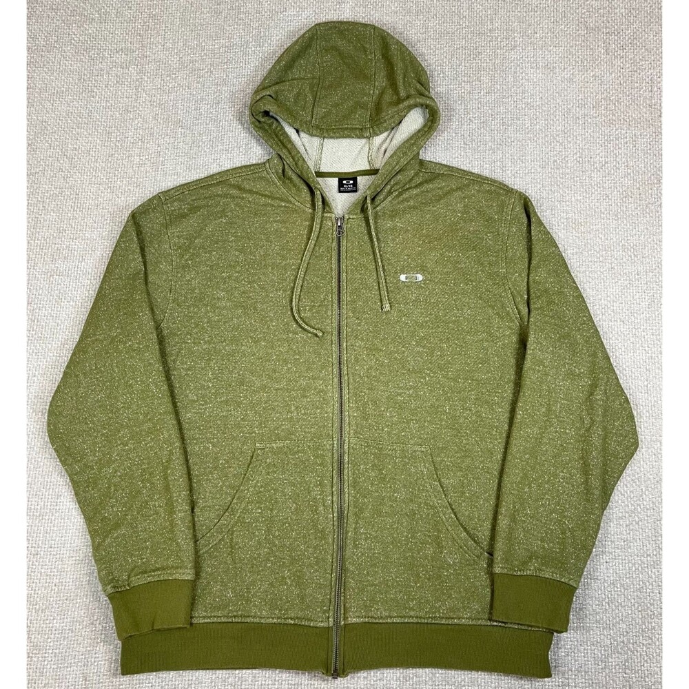 Oakley Hoodie Men's XL Green Fleece Jacket Full Zip Athletic Gym Casual